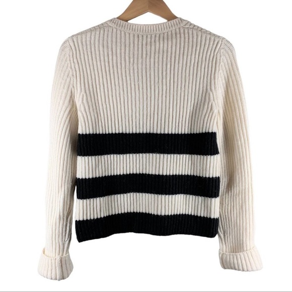 Equipment Femme Carson Ivory & Black Wool/Alpaca Striped Sweater - Picture 6 of 8